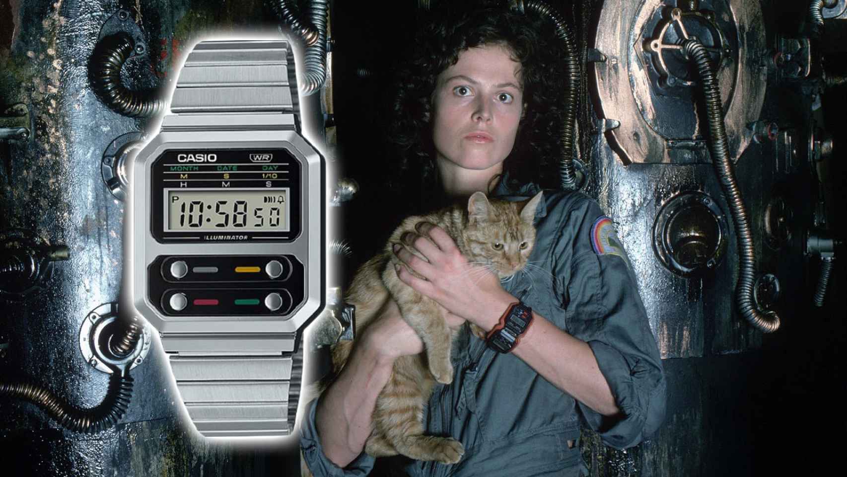 Teniente Ellen Ripley con el reloj Casio F-100.