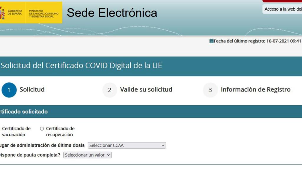 Sede electrónica para solicitar el pasaporte COVID