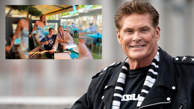 David Hasselhoff en montaje de JALEOS junto a su esposa e hijo en sus vacaciones en Marbella.