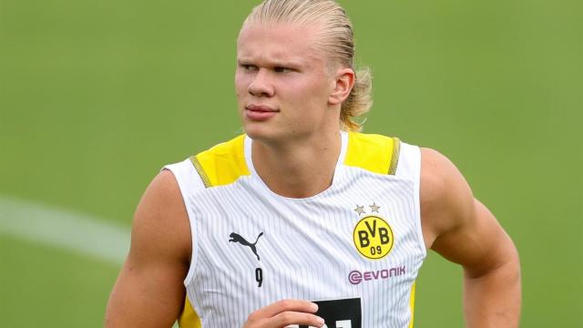 Erling Haaland, en un entrenamiento del Borussia Dortmund