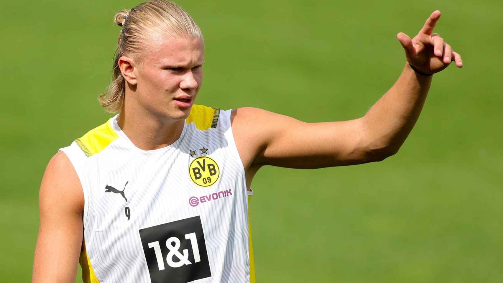 Erling Haaland, en un entrenamiento del Borussia Dortmund