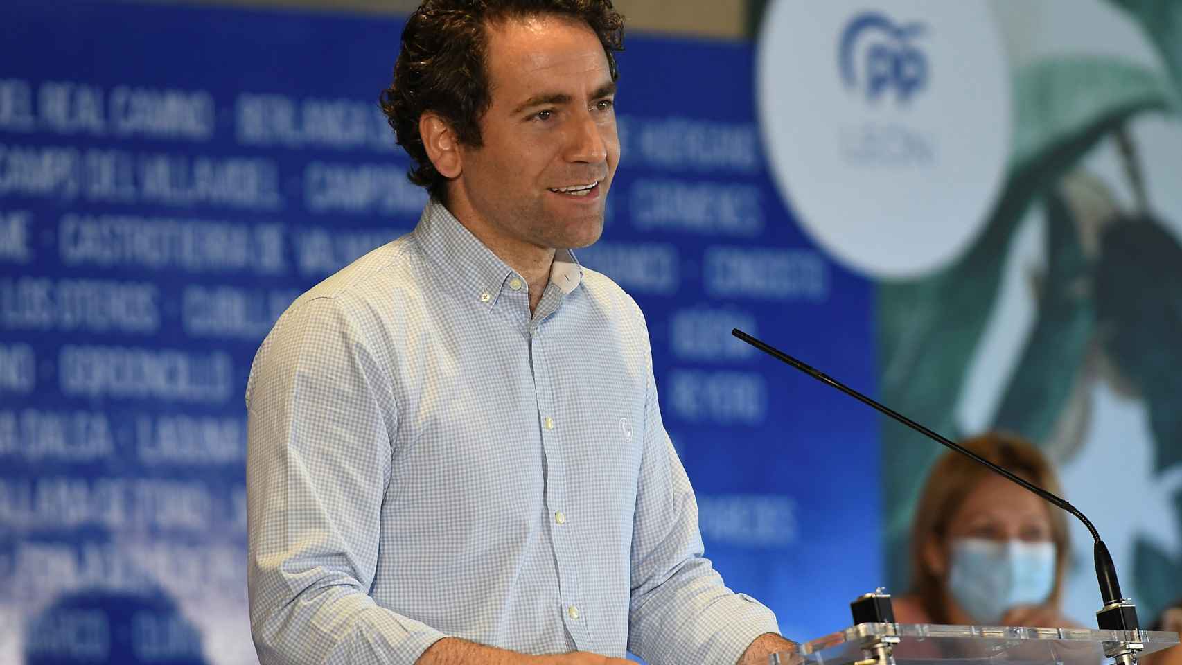 El secretario general del PP, Teodoro García Egea, en la clausura del 15 Congreso del PP de la provincia de León.