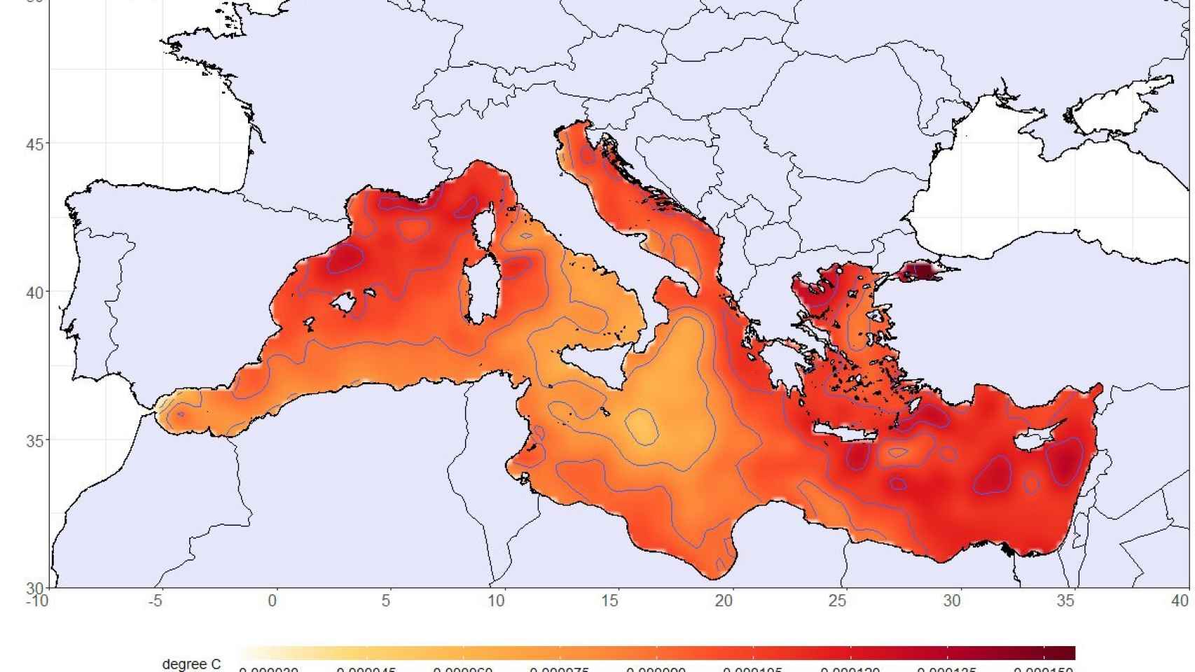 Calentamiento del mar Mediterráneo.
