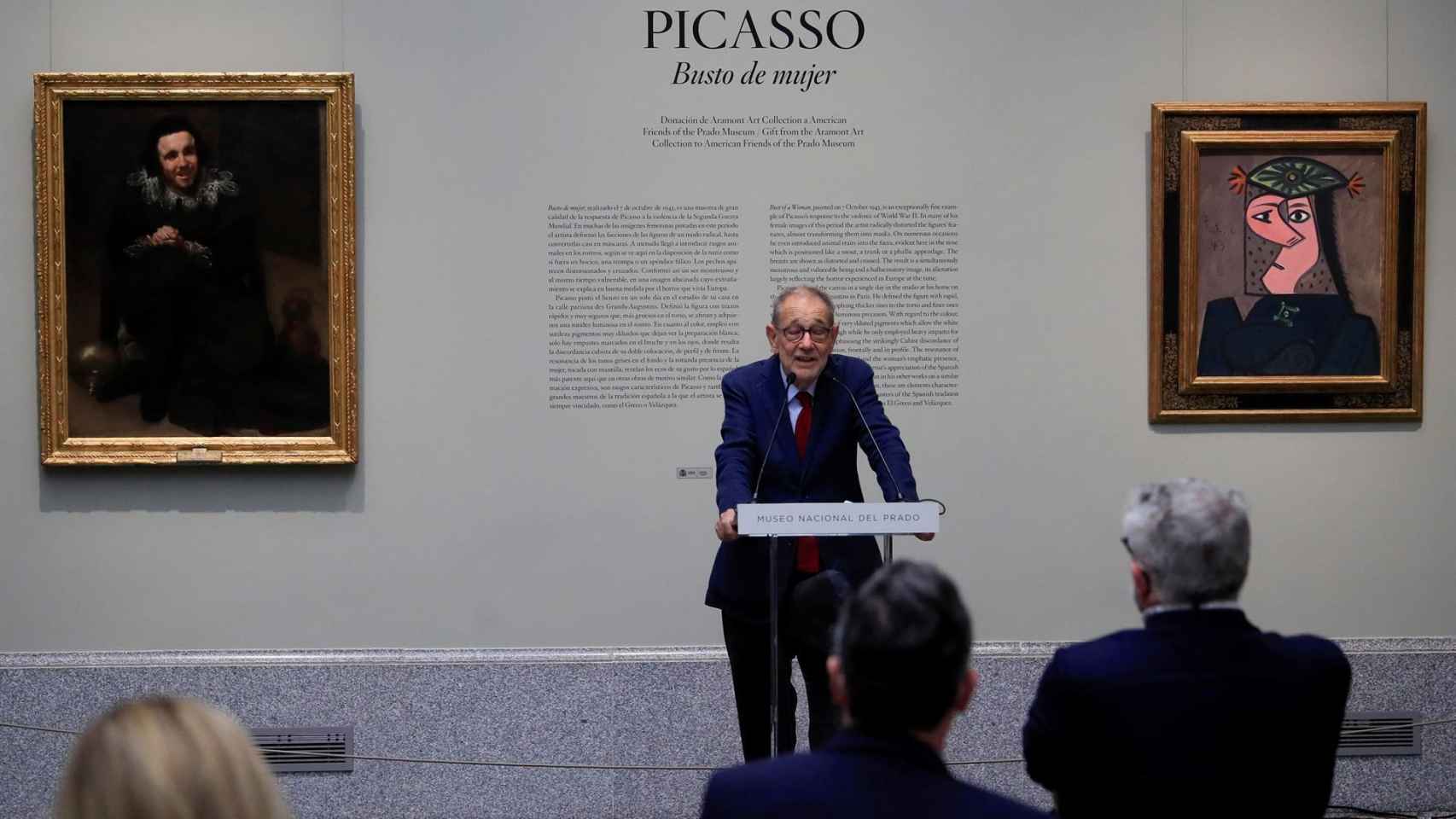 Javier Solana, presidente del Real Patronato Museo Nacional del Prado, durante su intervención en la presentación de 'Busto de mujer 43', con el que Picasso vuelve al Museo del Prado