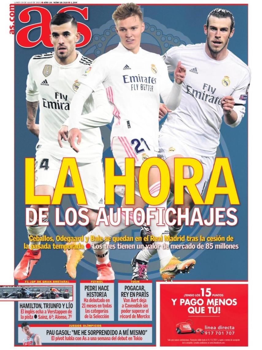 La portada del diario AS (19/07/2021)