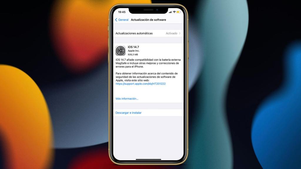 iOS 14.7 en un iPhone 11.