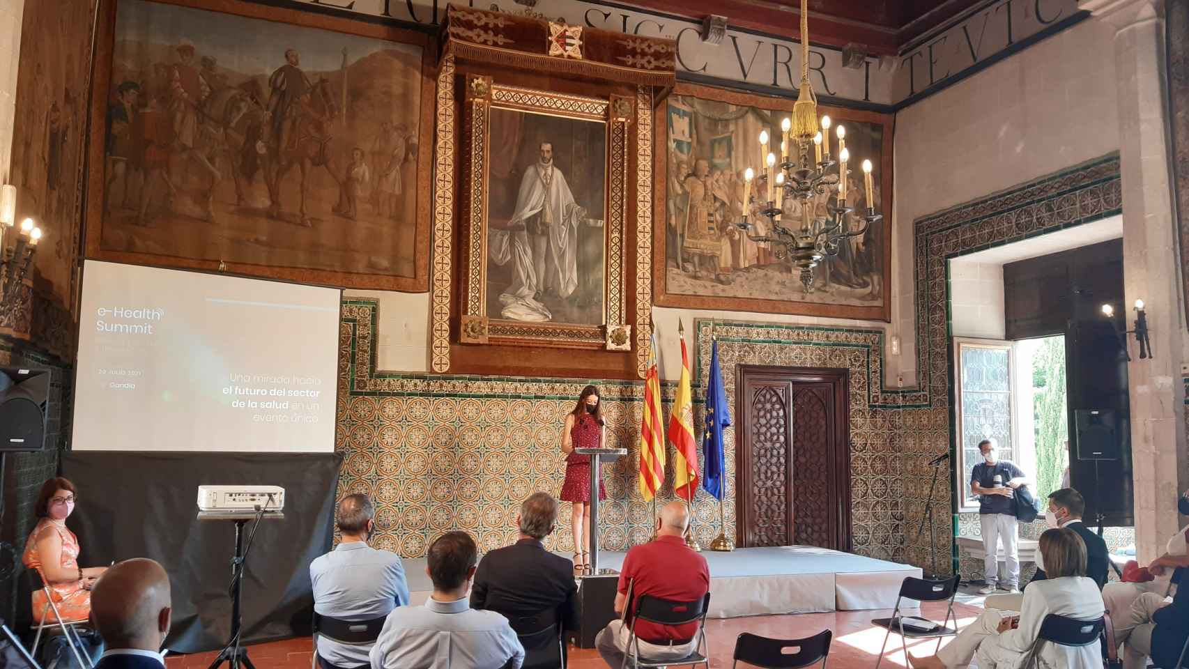 La consellera de Innovación, Carolina Pascual, durante su intervención en el 'eHealth Summit' en el Palau  Ducal de los Borja de Gandia.