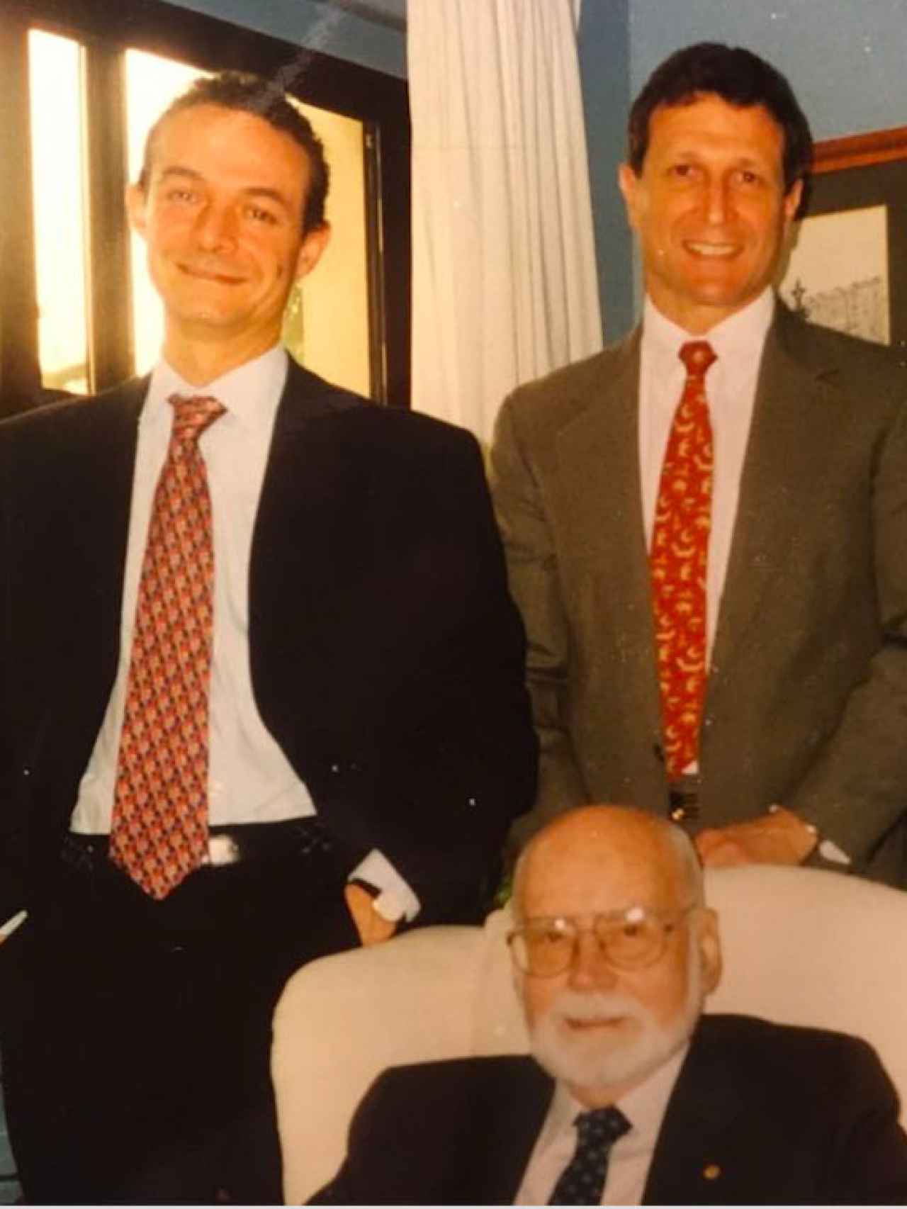 Con el premio Nobel Donnall Thomas (con barba) y el profesor de Harvard Robert Sackstein, en la inauguración de la primera unidad de trasplante en Murcia.