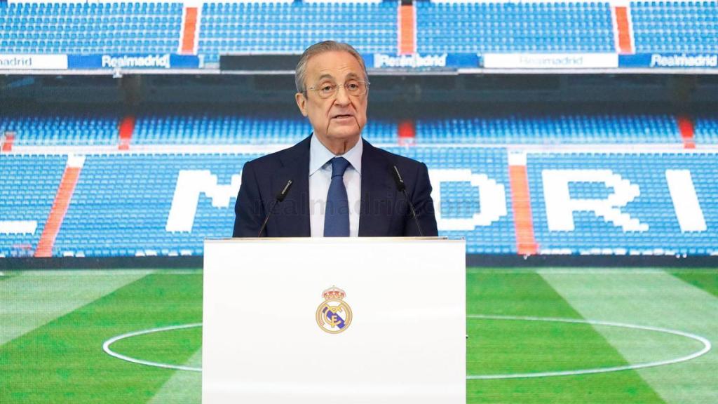 Florentino Pérez, durante la presentación de David Alaba