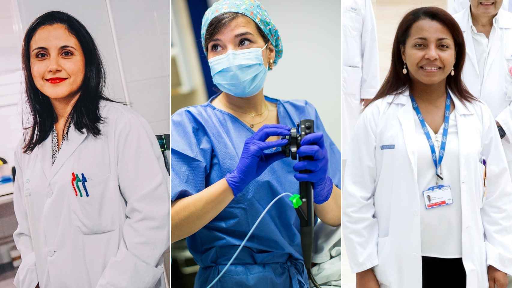 Tres doctoras que lideran proyectos financiados por la Mutua: Raquel Yahyaoui; Laura Palomino y Alba Ruiz.