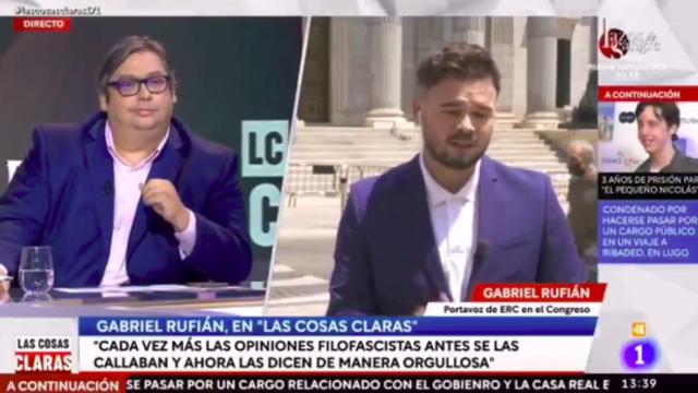 Rufián durante su intervención en el programa de TVE.