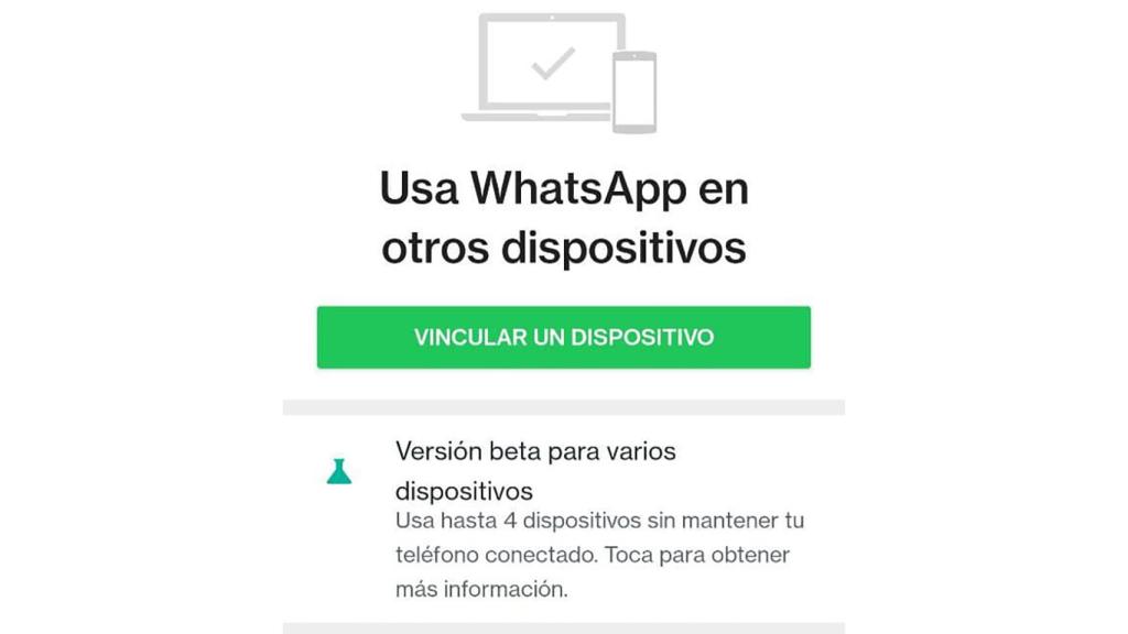 Mensaje de aviso de la beta con multidispositivo