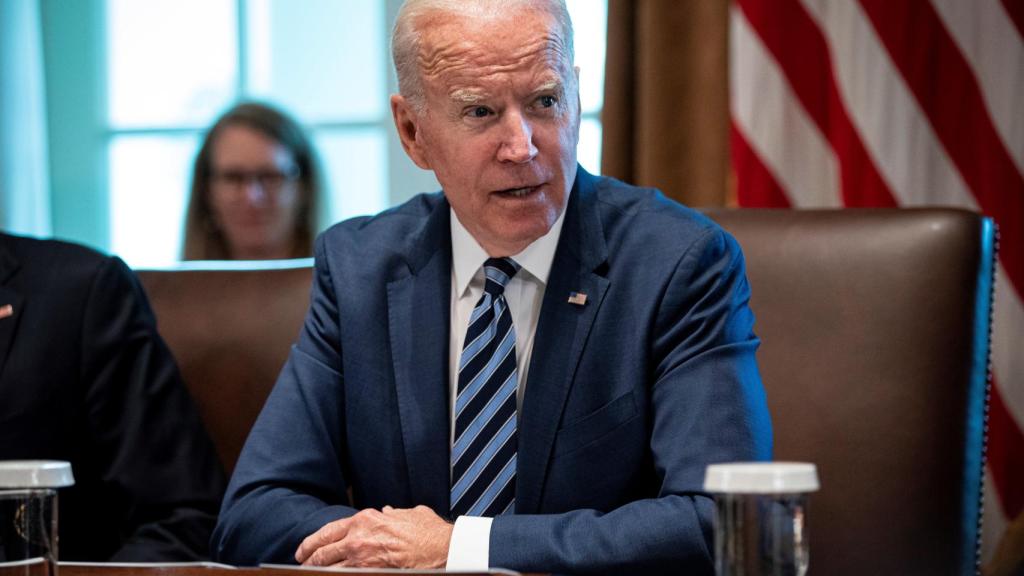 Joe Biden en una reunión del Gobierno estadounidense.