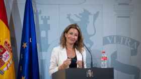 La ministra de Transportes, Movilidad y Agenda Urbana, Raquel Sánchez, interviene durante una comparecencia