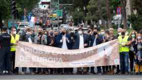 Lucas Jiménez, presidente de Scrats, y López  Miras en la manifestación por el trasvase celebrada en mayo en Madrid.