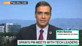 El presidente del Gobierno, Pedro Sánchez, aparece este viernes en Blommberg TV.
