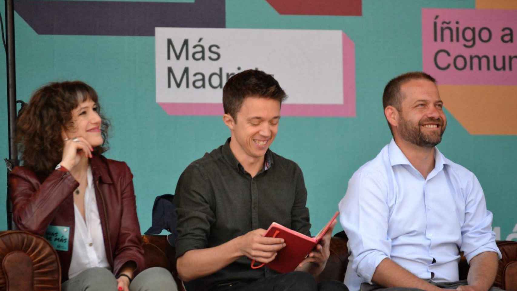 Eva Martínez, Íñigo Errejón y Fran Muñoz, en un acto previo a las elecciones municipales de 2019.