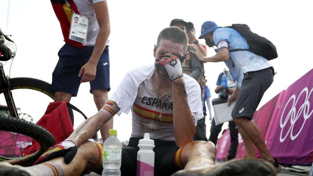 David Valero llorando tras conseguir el bronce