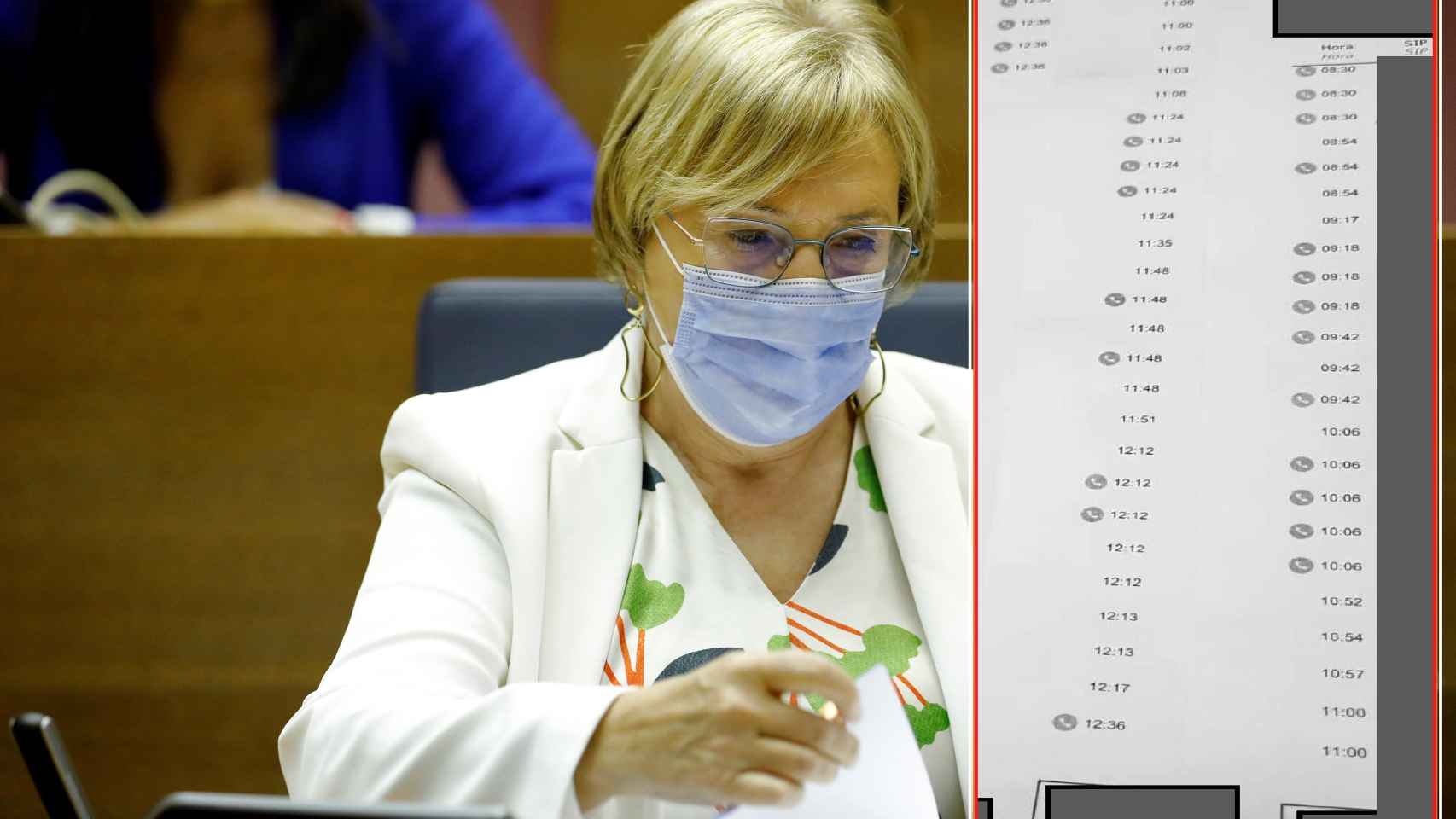 La consellera de Sanidad de la Comunidad Valenciana, Ana Barceló y una tabla de citas médicas.