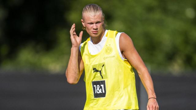 Erling Haaland, durante un entrenamiento con el Borussia Dortmund