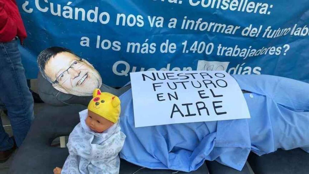 Una de las protestas de los trabajadores ante la Conselleria.