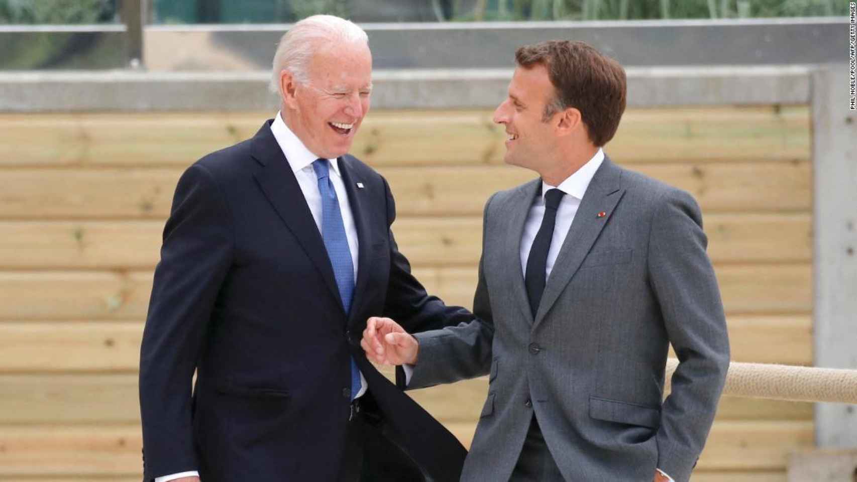 Emmanuel Macron y Joe Biden durante la última cumbre del G7 en Reino Unido.