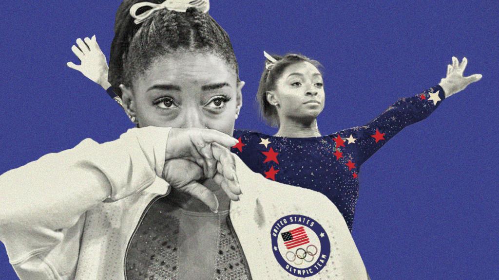 Simone Biles, en un fotomontaje