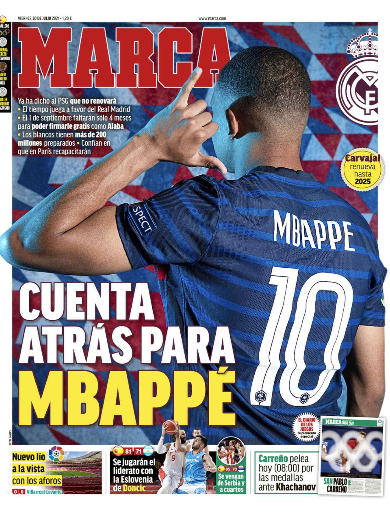 La portada del diario MARCA (30/07/2021)