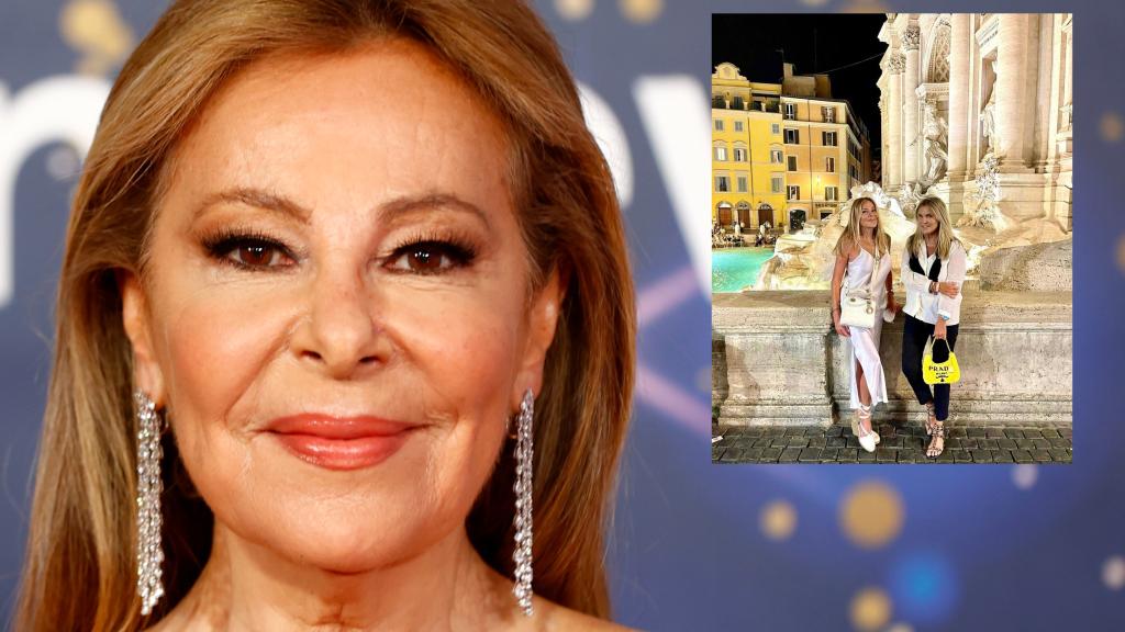 Ana Obregón en montaje de JALEOS junto a una imagen desde la Fontana di Trevi, en Roma.