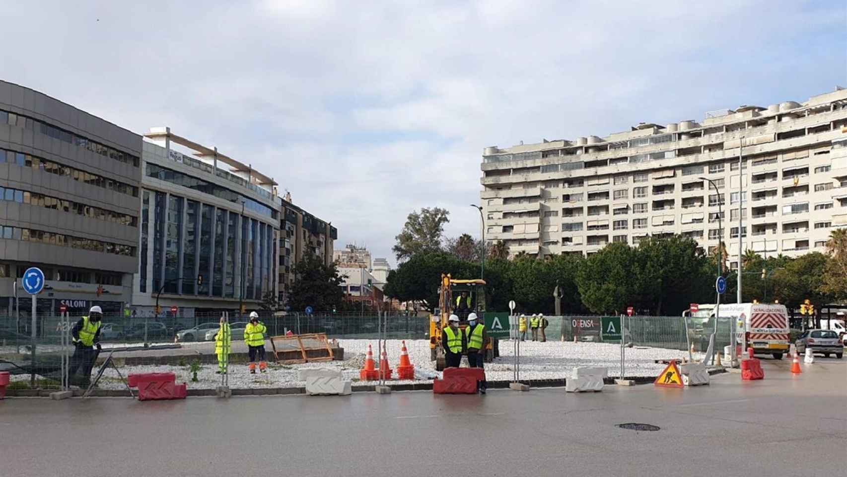 Plaza de la Solidaridad, en Málaga, al inicio de las obras.