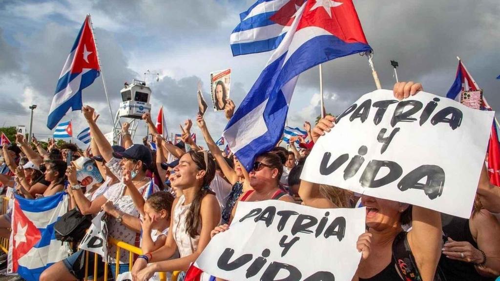 Manifestación contra el régimen cubano en Madrid.