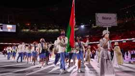 La delegación de Bielorrusia en la ceremonia de apertura de los Juegos Olímpicos de Tokio 2020