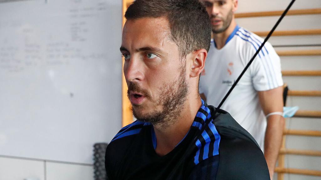 Eden Hazard, entrenando en solitario en Valdebebas