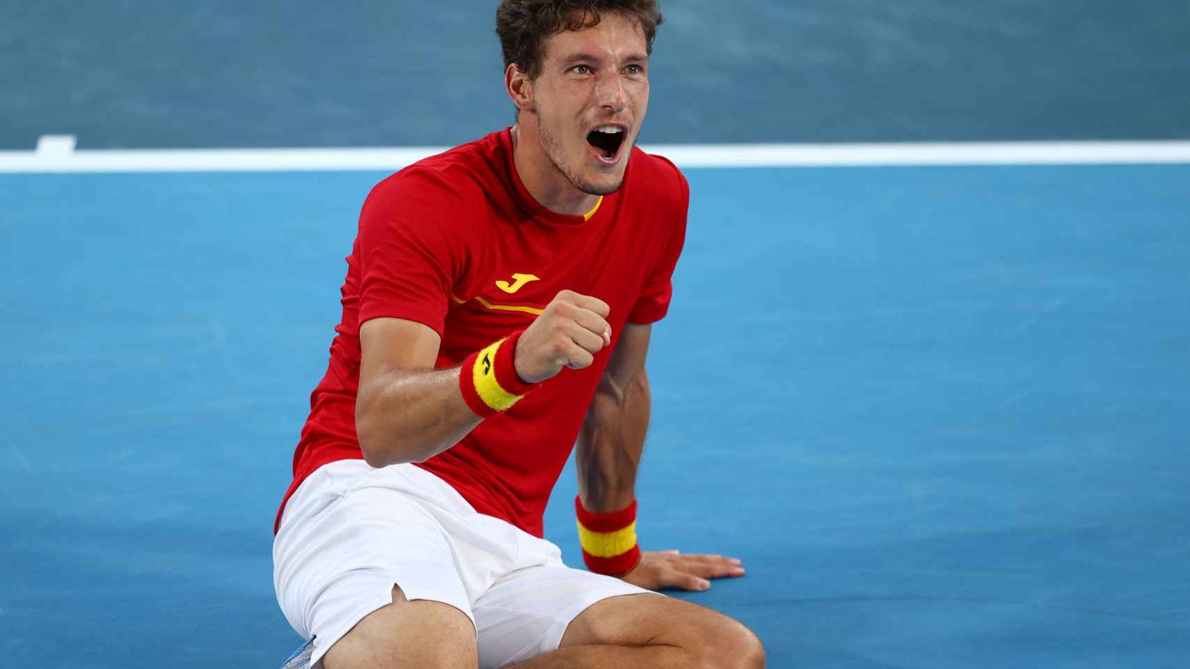 Pablo Carreño celebra su victoria ante Djokovic