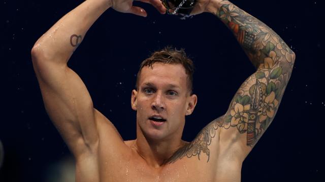 Caeleb Dressel, en los Juegos Olímpicos de Tokio 2020 tras ganar el oro en los 50 libre