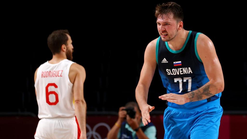 Luka Doncic durante el partido de España y Eslovenia en los Juegos Olímpicos