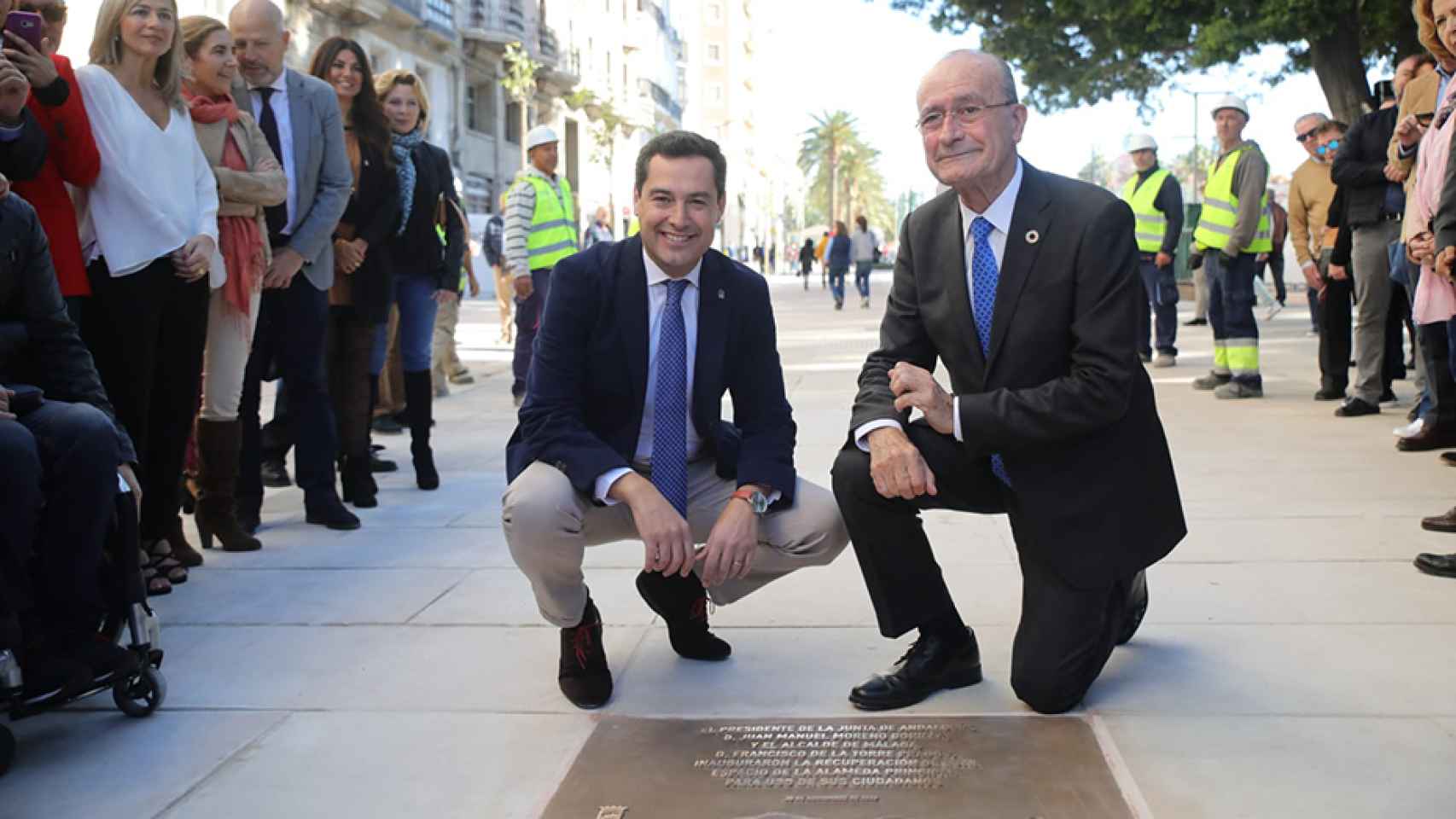 Juanma Moreno y de la Torre en la inauguración de la Alameda de Málaga en noviembre de 2019.