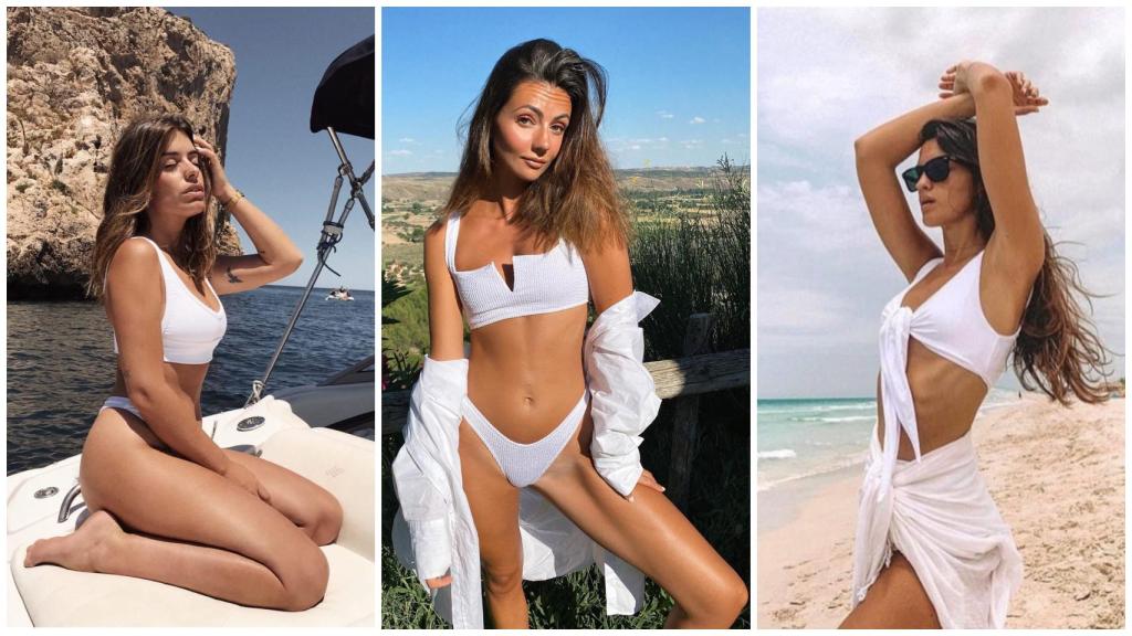 Las 'influencers' Dulceida, Aretha y Marta Lozano con bikinis blancos de Ônne.