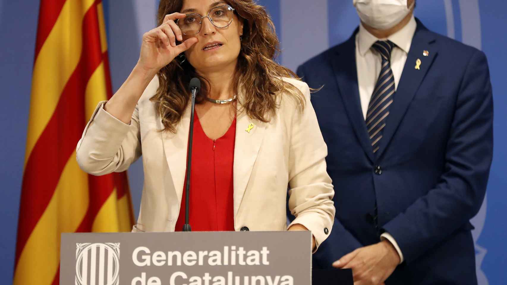 El vicepresidente catalán y conseller de Políticas Digitales y Territorio, Jordi Puigneró, y la consellera de la Presidencia, Laura Vilagrà.