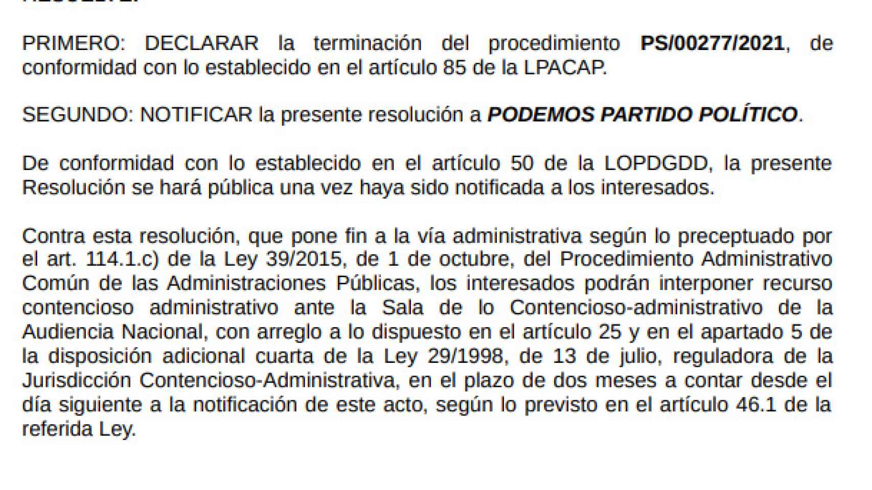 Resolución del expediente firmado por la directora de la AEPD, Mar España Martí.