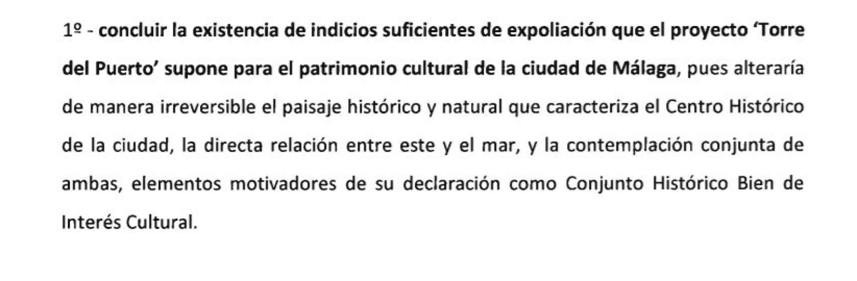 Detalle de una de las conclusiones recogidas en el informe de Cultura.