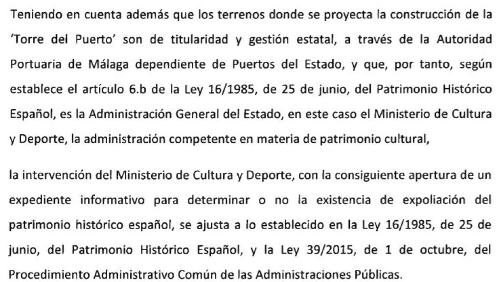 Extracto de una de las razones expuestas en el informe de Cultura.