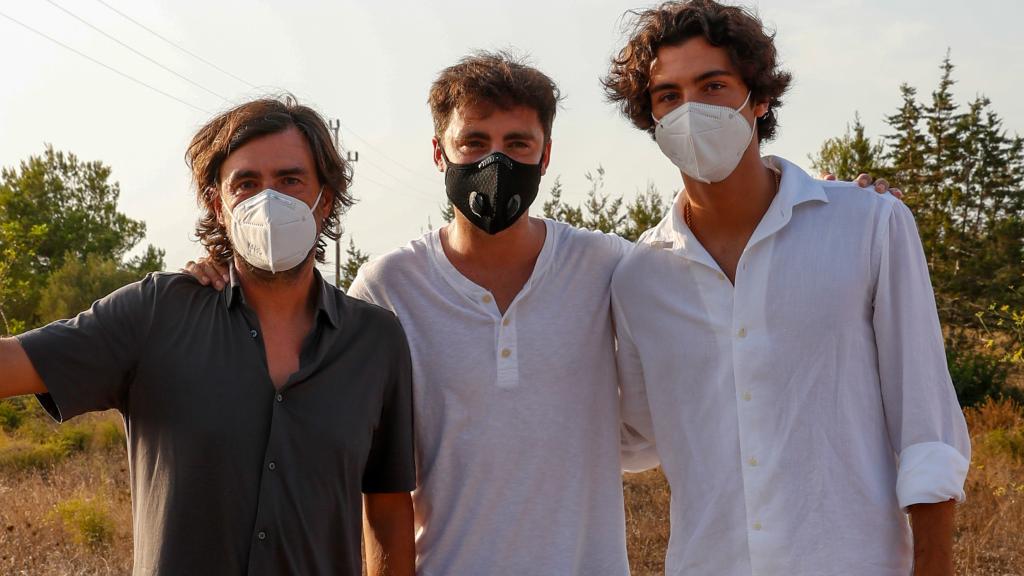 Ángel 'Gelete', Pablo y Hugo Nieto durante un homenaje celebrado en honor a su padre el pasado 30 de julio de 2020 en Ibiza.