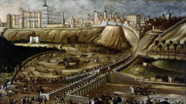 'Vista del Alcázar Real y entorno del Puente de Segovia'. Anónimo, hacia 1670