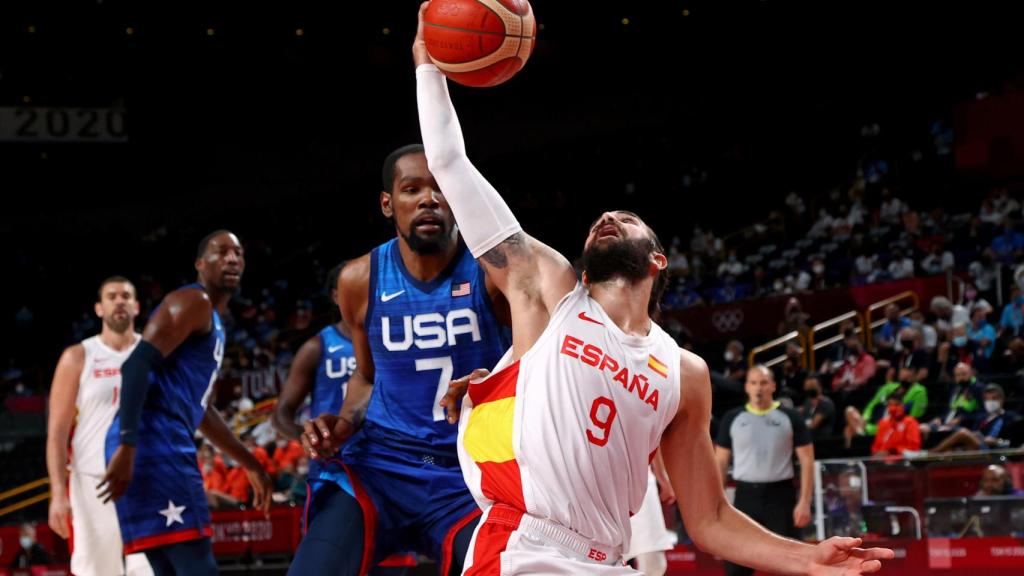 Ricky Rubio, durante el España - EEUU de los Juegos Olímpicos de Tokio 2020