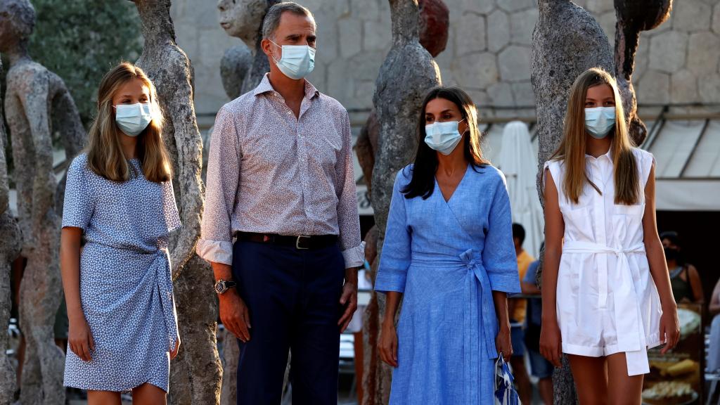 La Familia Real en el Santuario de Santa María de Lluc en Palma.