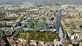 Simulación de las cuatro torres proyectadas en los antiguos suelos de Repsol, en Málaga.
