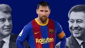 Montaje de Bartomeu, Messi y Laporta