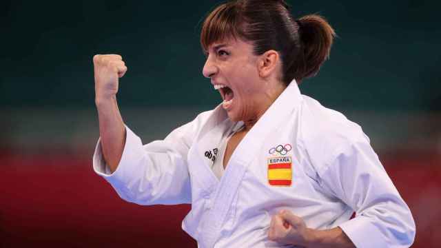 Sandra Sánchez, celebrando su victoria en los Juegos Olímpicos
