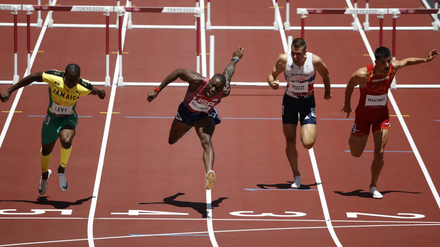 Asier Martínez, durante la final de 110 metros vallas